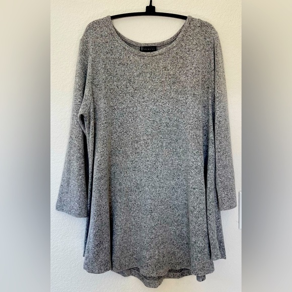 Grey Cashmere-Soft Flared Tunic, Size L - Picture 1 of 3